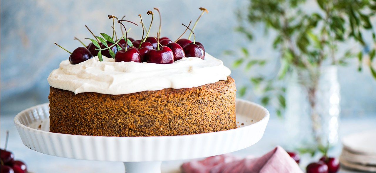 Bild zu Mohnkuchen mit Topfen-Creme und Kirschen